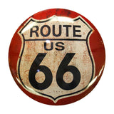 US Route 66 Round Dome Metal Sign Hot Rod Garage Sign Car Show Chevy Ford Dodge