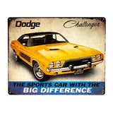 Dodge Challenger The Sports Car with the Big Difference Tin Metal Sign Garage